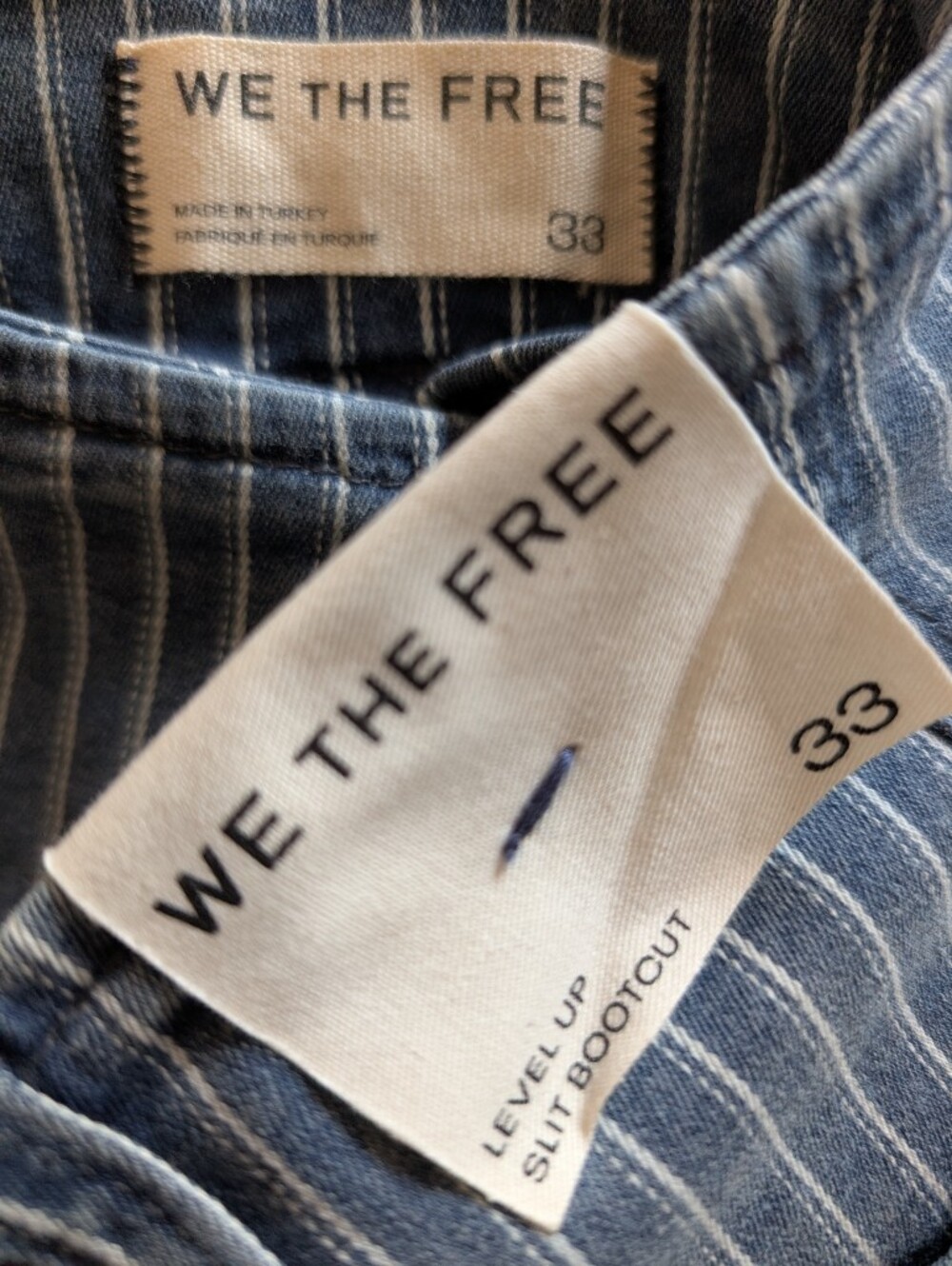 We The Free By Free People Level Up Stripe Jeans *Size 33 * NWT * Sold Out At FP - Picture 5 of 5